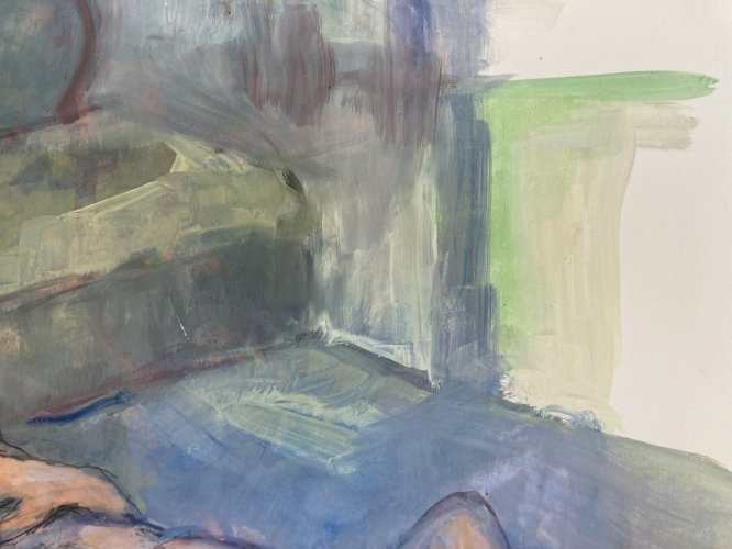 Peinture Gouache 1970 Art  Corps Nu Nue Erotique Femme  A Identifier