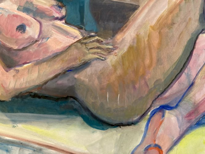 Peinture Gouache 1970  Corps Atelier Classique Femme  A Identifier Art XXe