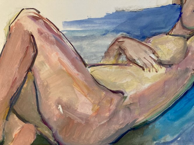 Peinture Gouache 1970  Corps Atelier Classique Femme  A Identifier XXe Art