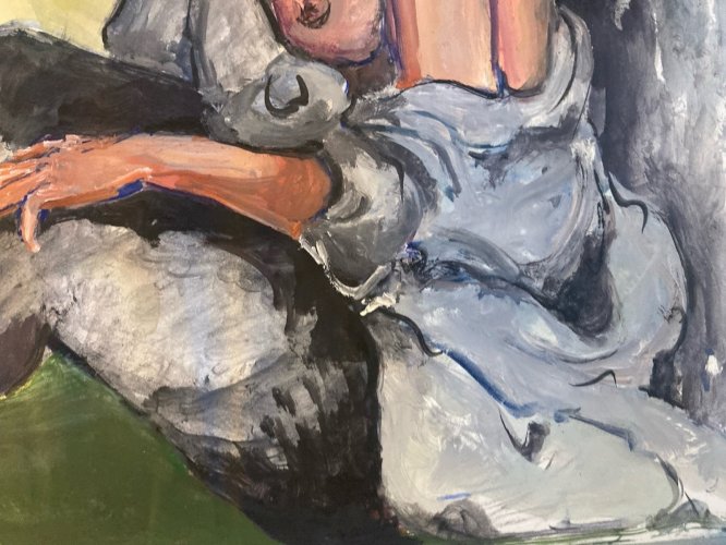 Peinture Gouache 1970  Corps Nu Nue Erotique Art Femme  A Identifier