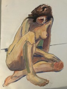 Peinture Gouache 1970  Corps Nu Nue Erotique Femme  A Identifier Art