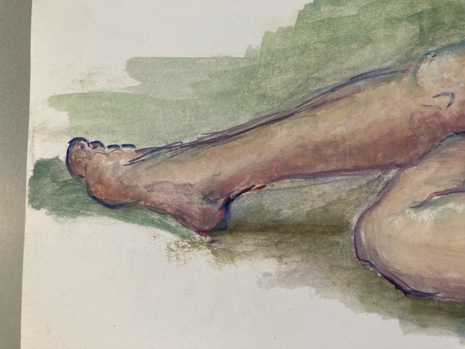 Peinture Gouache 1970  Corps Nu Nue Erotique Femme  A Identifier Art