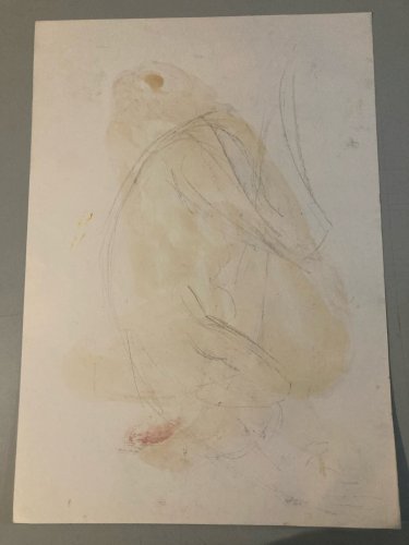 Peinture Gouache 1970  Corps Nu Nue Erotique Femme  A Identifier Art