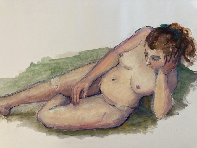 Peinture Gouache 1970  Corps Nu Nue Erotique Femme  A Identifier Art