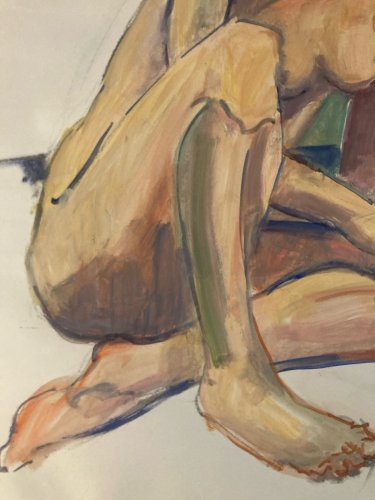 Peinture Gouache 1970  Corps Nu Nue Erotique Femme  A Identifier Art