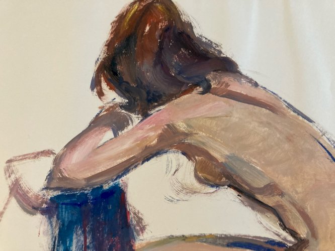 Peinture Gouache 1970  Corps Nu Nue Erotique Femme  Art A Identifier