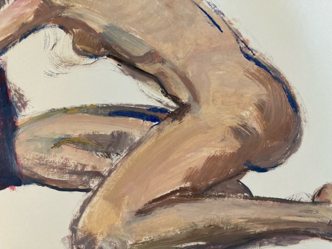 Peinture Gouache 1970  Corps Nu Nue Erotique Femme  Art A Identifier