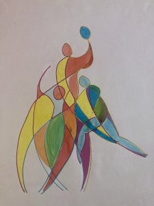 peinture Gouache 1970 Papier sport, ballon rugby Volley Ball Art Portrait