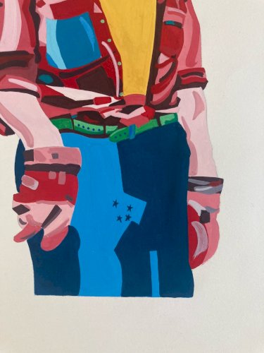Peinture Gouache À Identifier Papier 1980 Portrait Figuration Libre Art