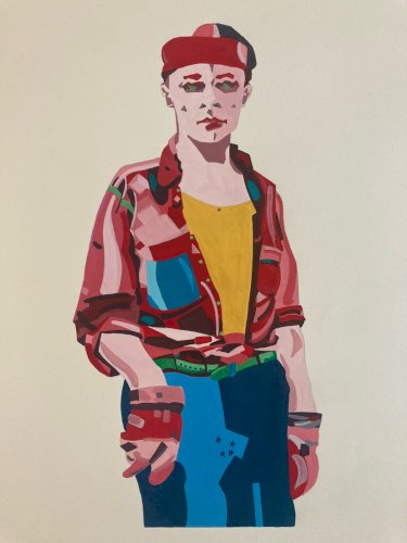 Peinture Gouache À Identifier Papier 1980 Portrait Figuration Libre Art