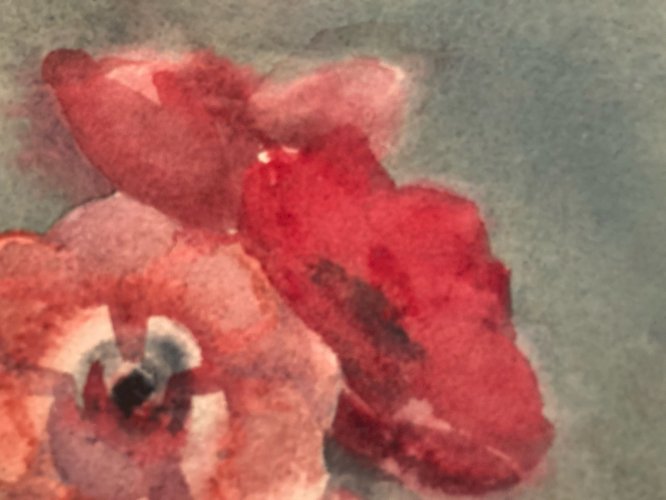 Peinture Gouache Aquarelle Rose  Bouquet Fleurs Fleur 1930 Art Deco Ancien