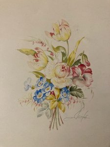 Watercolor Gouache Painting Vittorio Guidotti Bouquet Flowers Flower 1930 Art