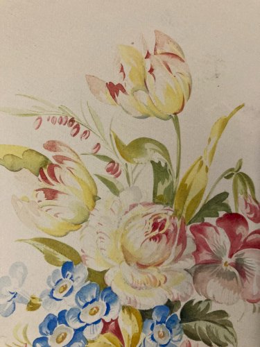 Peinture Gouache Aquarelle Vittorio Guidotti Bouquet Fleurs Fleur 1930 Art