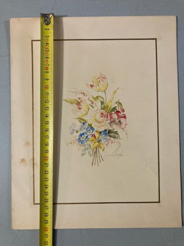 Peinture Gouache Aquarelle Vittorio Guidotti Bouquet Fleurs Fleur 1930 Art