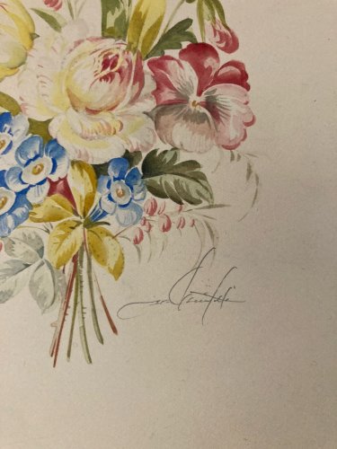 Peinture Gouache Aquarelle Vittorio Guidotti Bouquet Fleurs Fleur 1930 Art