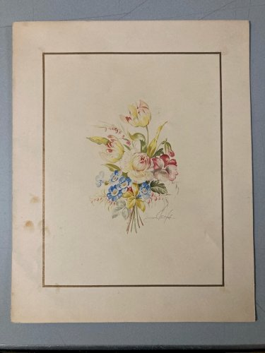 Peinture Gouache Aquarelle Vittorio Guidotti Bouquet Fleurs Fleur 1930 Art
