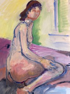 Gouache Painting Art 1970 Woman's Body Classical Study To Identify