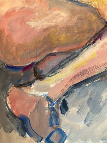 Peinture Gouache Art 1970 Corps Femme étude classique A Identifier