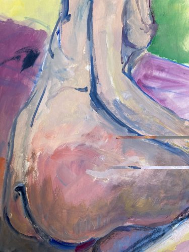 Peinture Gouache Art 1970 Corps Femme étude classique A Identifier
