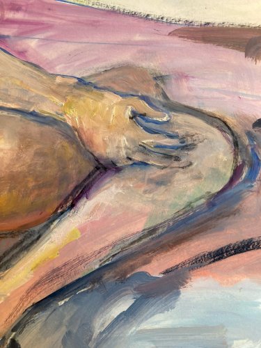 Peinture Gouache Art 1970 Corps Nu Femme Nue Erotique A Identifier