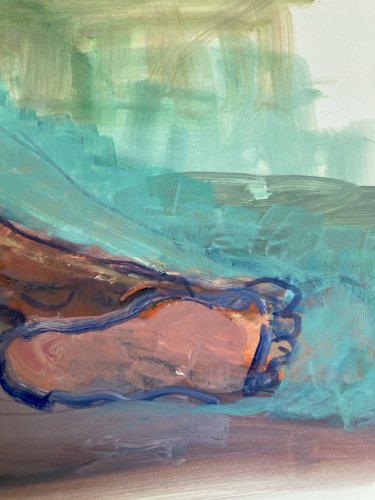 Peinture Gouache Art 1970  Corps Nu Nue Erotique Femme A Identifier Art