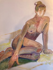 Peinture Gouache Art 1970 Corps Nue Nu Femme Erotique A Identifier