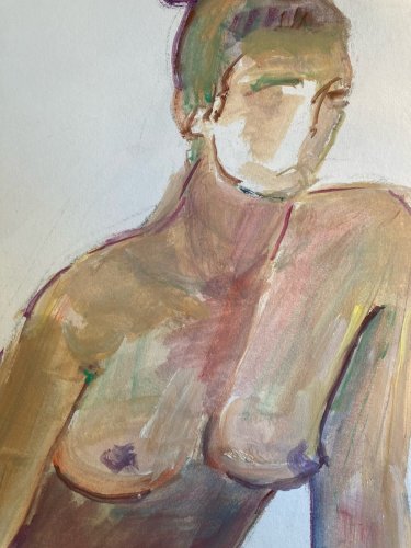 Peinture Gouache Art 1970 Corps Nue Nu Femme Erotique A Identifier