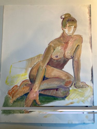 Peinture Gouache Art 1970 Corps Nue Nu Femme Erotique A Identifier