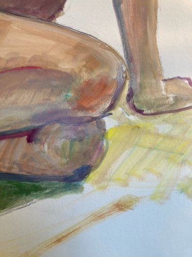 Peinture Gouache Art 1970 Corps Nue Nu Femme Erotique A Identifier