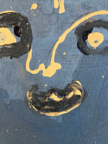 peinture Gouache Art Brut Carton À Identifier Naïf Femme Portrait XXe