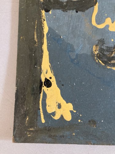 peinture Gouache Art Brut Carton À Identifier Naïf Femme Portrait XXe