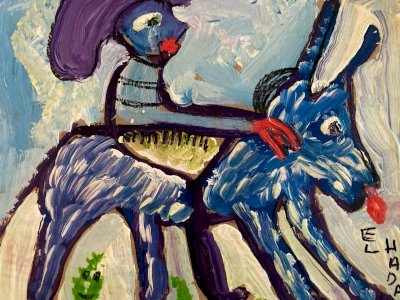 peinture Gouache Art Brut sur Carton 2020 Mostafa El Hadar Essaouira