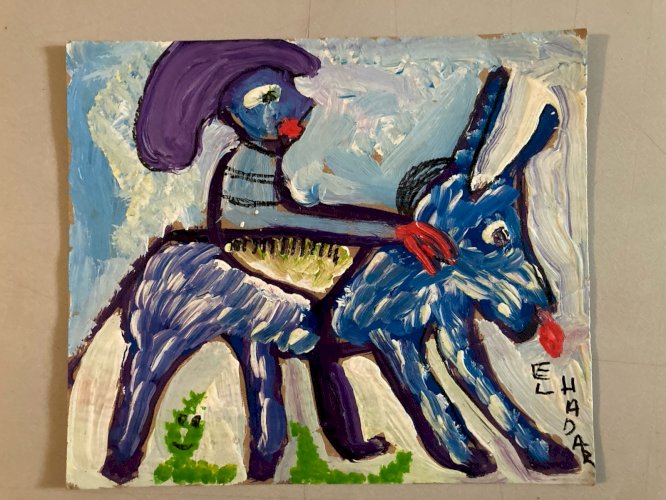 peinture Gouache Art Brut sur Carton 2020 Mostafa El Hadar Essaouira