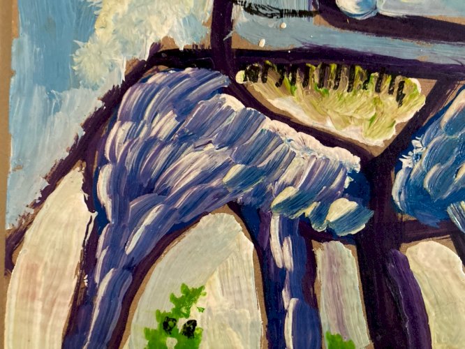 peinture Gouache Art Brut sur Carton 2020 Mostafa El Hadar Essaouira