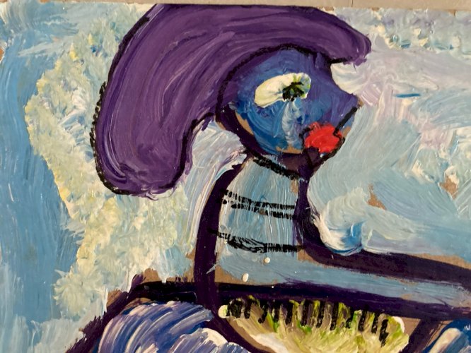 peinture Gouache Art Brut sur Carton 2020 Mostafa El Hadar Essaouira