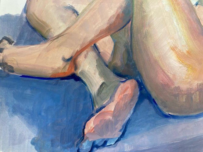 Peinture Gouache Art Corps 1970 Nu Femme Erotique A Identifier Nue