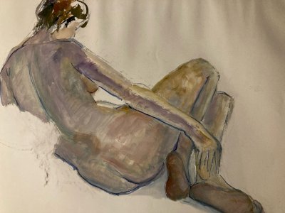 Peinture Gouache Art Corps 1970 Nu Nue Erotique Femme A Identifier XXe