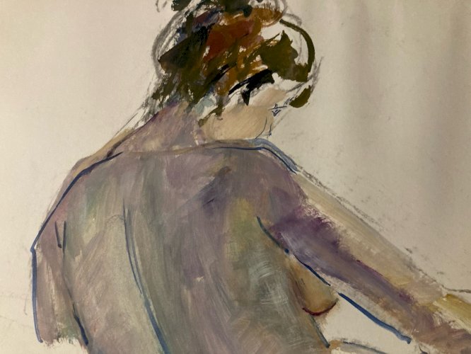 Peinture Gouache Art Corps 1970 Nu Nue Erotique Femme A Identifier XXe