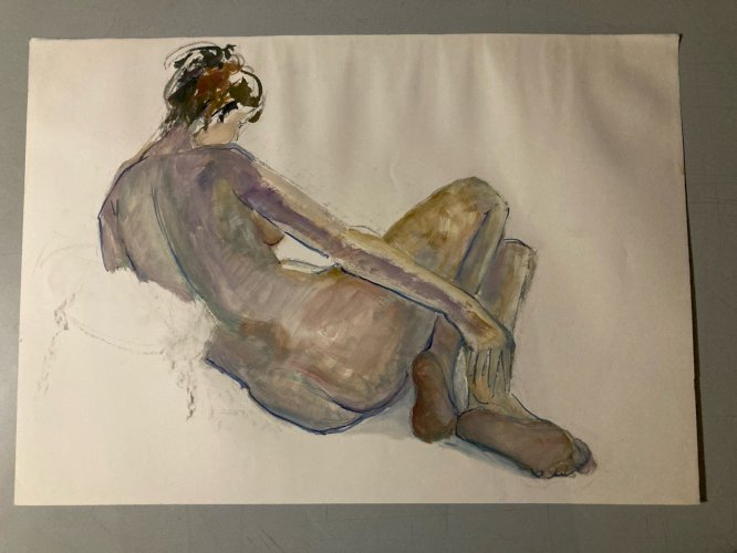 Peinture Gouache Art Corps 1970 Nu Nue Erotique Femme A Identifier XXe