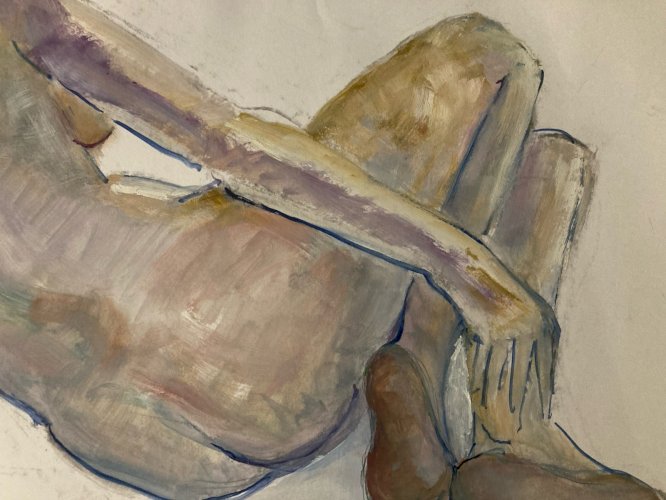 Peinture Gouache Art Corps 1970 Nu Nue Erotique Femme A Identifier XXe