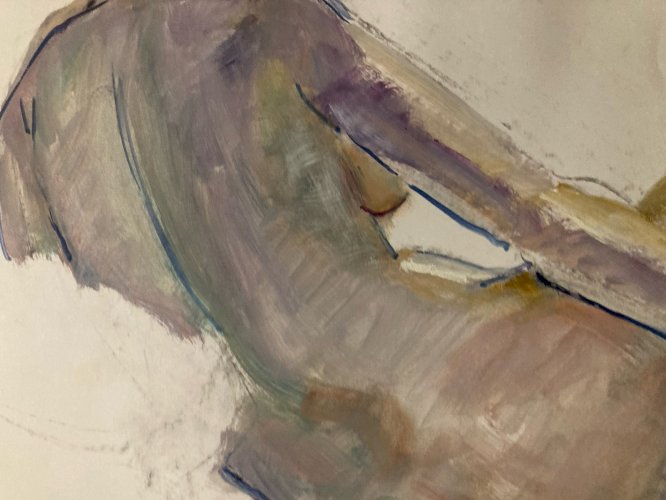 Peinture Gouache Art Corps 1970 Nu Nue Erotique Femme A Identifier XXe