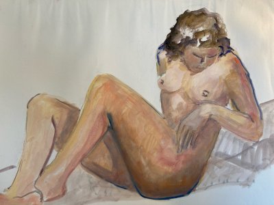 Peinture Gouache Art Corps 1970 Nu Nue Erotique Femme A Identifier