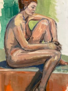 Gouache Painting Art Body 1970 Nude Naked Erotic Woman to Identify