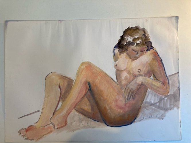 Peinture Gouache Art Corps 1970 Nu Nue Erotique Femme A Identifier