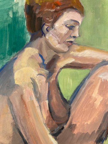 Peinture Gouache Art Corps 1970 Nu Nue Erotique Femme A Identifier