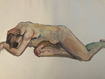 Peinture Gouache Art Corps 1970 Nu Nue Femme Erotique A Identifier