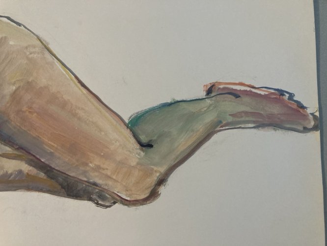 Peinture Gouache Art Corps 1970 Nu Nue Femme Erotique A Identifier