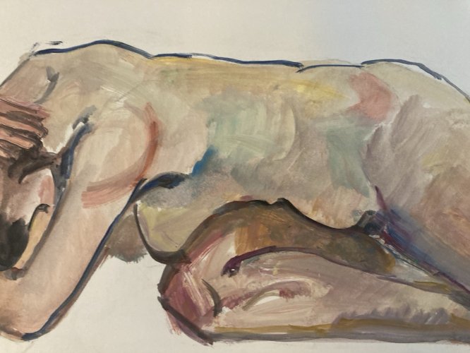 Peinture Gouache Art Corps 1970 Nu Nue Femme Erotique A Identifier