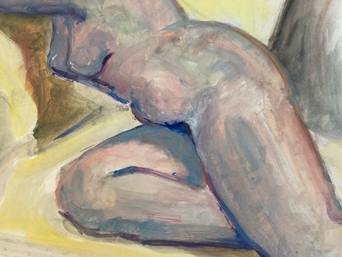 Peinture Gouache Art Corps 1970 Nu Nue Femme Erotique A Identifier