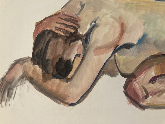 Peinture Gouache Art Corps 1970 Nu Nue Femme Erotique A Identifier